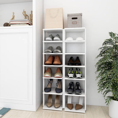 Dealsmate  Shoe Cabinets 2 pcs White 27.5x27x102 cm Engineered Wood