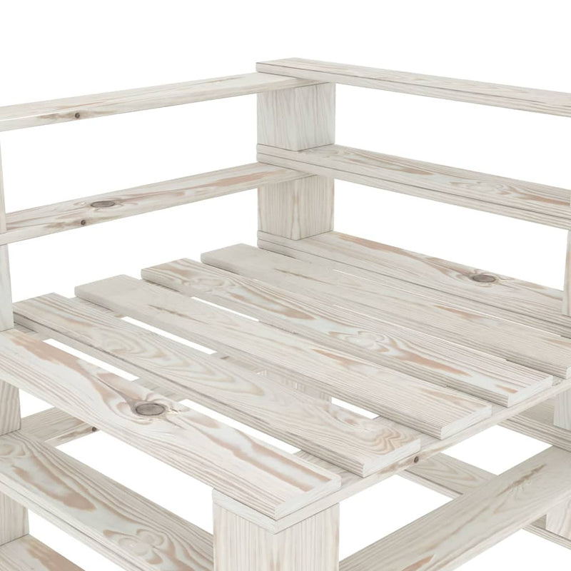 Dealsmate  Garden 2-Seater Pallet Sofa White Solid Pinewood
