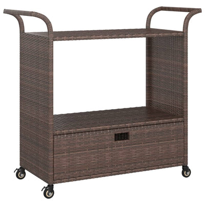 Dealsmate  Bar Cart with Drawer Brown 100x45x97 cm Poly Rattan
