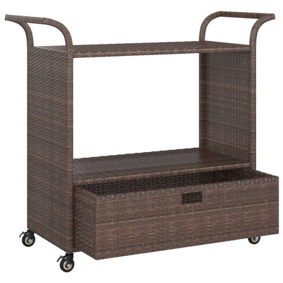Dealsmate  Bar Cart with Drawer Brown 100x45x97 cm Poly Rattan