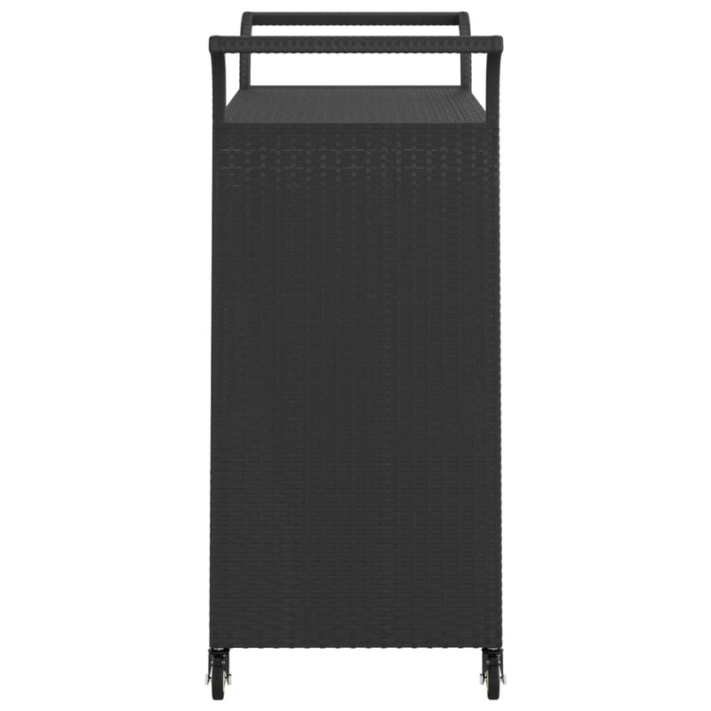 Dealsmate  Bar Cart with Drawer Black 100x45x97 cm Poly Rattan