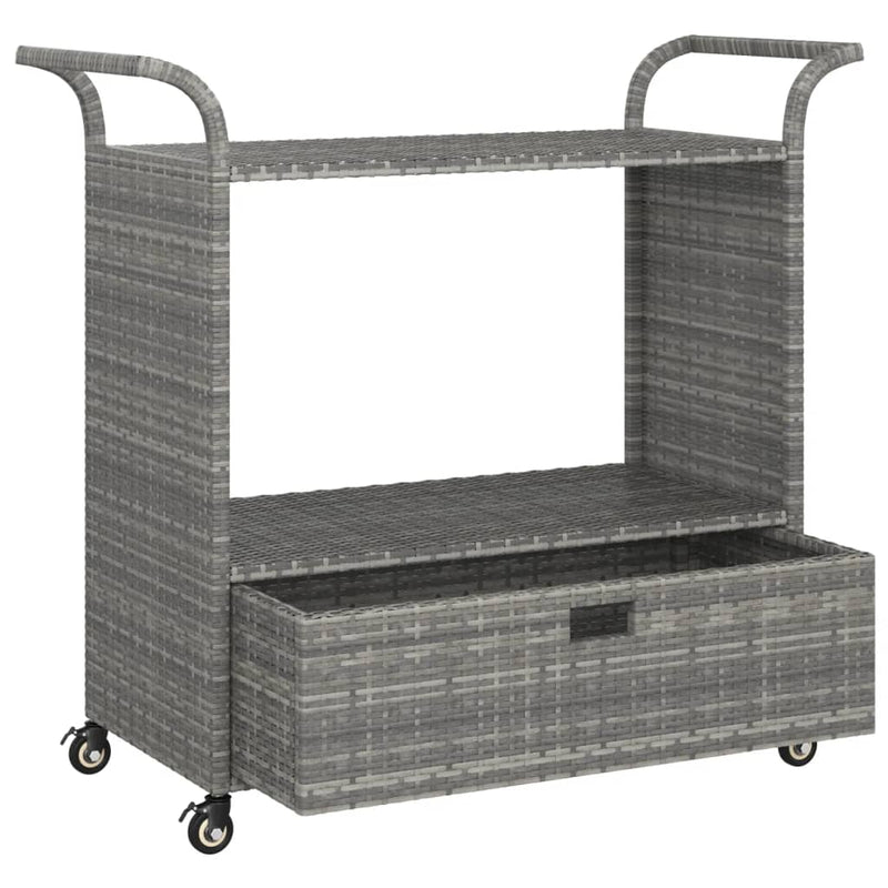 Dealsmate  Bar Cart with Drawer Grey 100x45x97 cm Poly Rattan