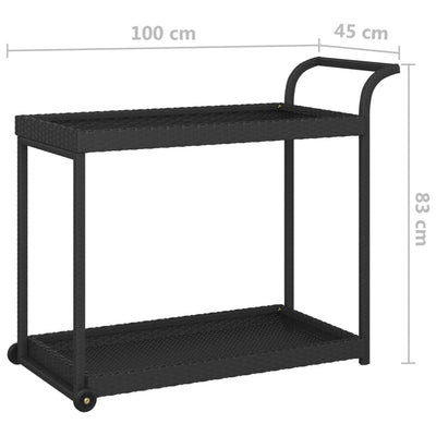 Dealsmate  Bar Cart Black 100x45x83 cm Poly Rattan