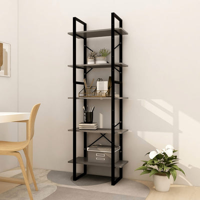 Dealsmate  5-Tier Book Cabinet Grey 60x30x175 cm Pinewood