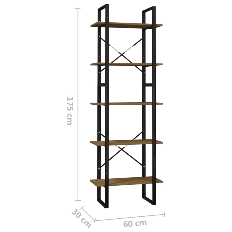 Dealsmate  5-Tier Book Cabinet Brown 60x30x175 cm Pinewood