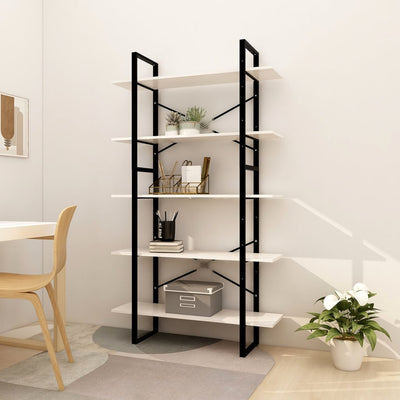 Dealsmate  5-Tier Book Cabinet White 100x30x175 cm Pinewood