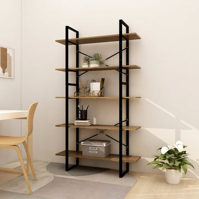 Dealsmate  5-Tier Book Cabinet Brown 100x30x175 cm Pinewood