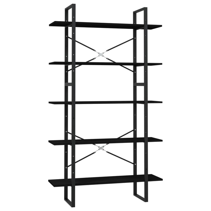 Dealsmate  5-Tier Book Cabinet Black 100x30x175 cm Pinewood