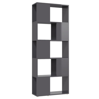 Dealsmate  Book Cabinet Room Divider High Gloss Grey 60x24x155 cm