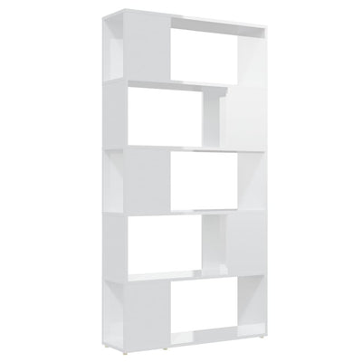 Dealsmate  Book Cabinet Room Divider High Gloss White 80x24x155 cm Engineered Wood