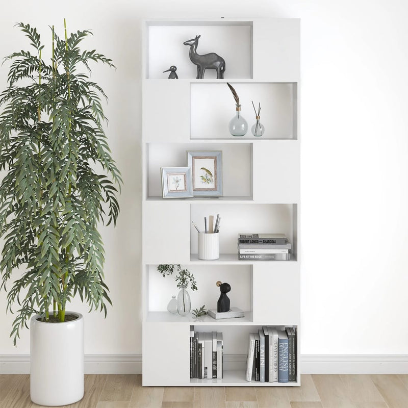 Dealsmate  Book Cabinet Room Divider White 80x24x186 cm Engineered Wood