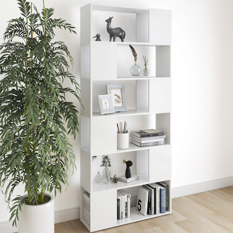 Dealsmate  Book Cabinet Room Divider White 80x24x186 cm Engineered Wood