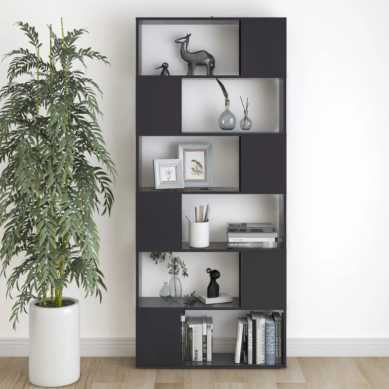 Dealsmate  Book Cabinet Room Divider Grey 80x24x186 cm Engineered Wood