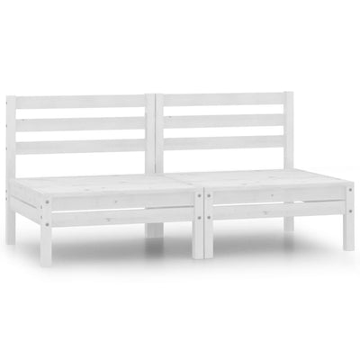 Dealsmate  Garden Middle Sofas 2 pcs White Solid Pinewood