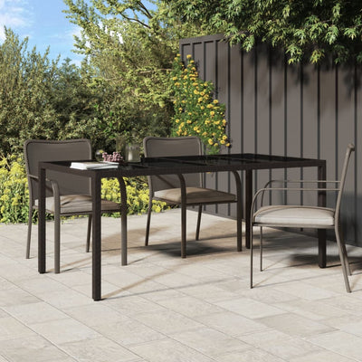 Dealsmate  Garden Table Brown 190x90x75 cm Tempered Glass and Poly Rattan