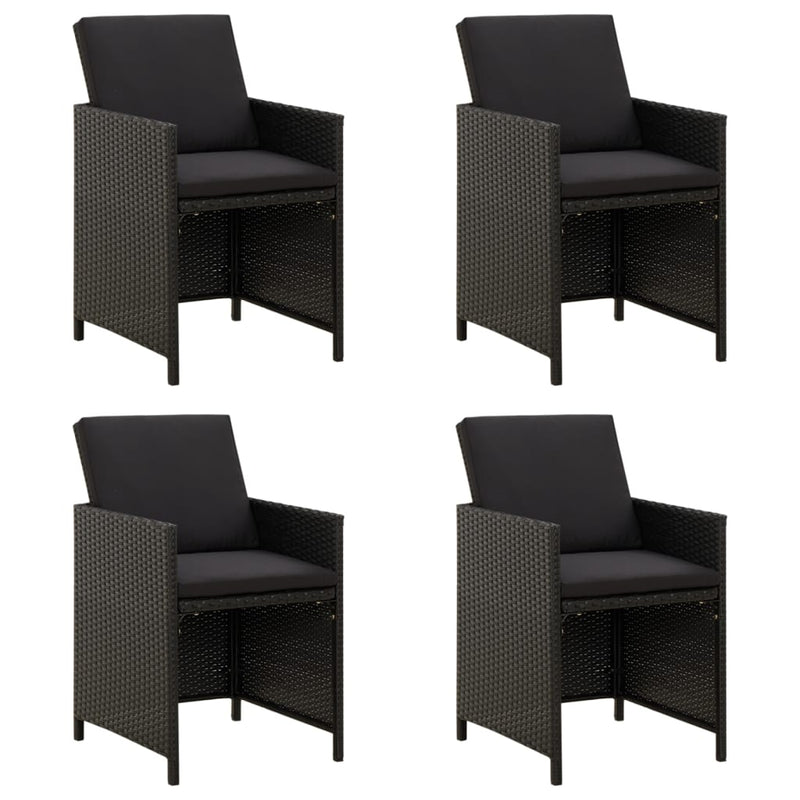 Dealsmate  Garden Chairs with Cushions 4 pcs Poly Rattan Black