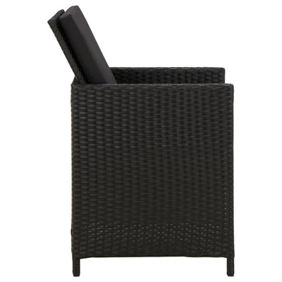 Dealsmate  Garden Chairs with Cushions 4 pcs Poly Rattan Black