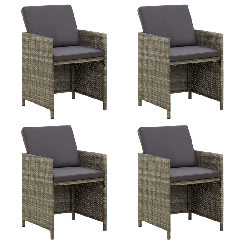 Dealsmate  Garden Chairs with Cushions 4 pcs Poly Rattan Grey