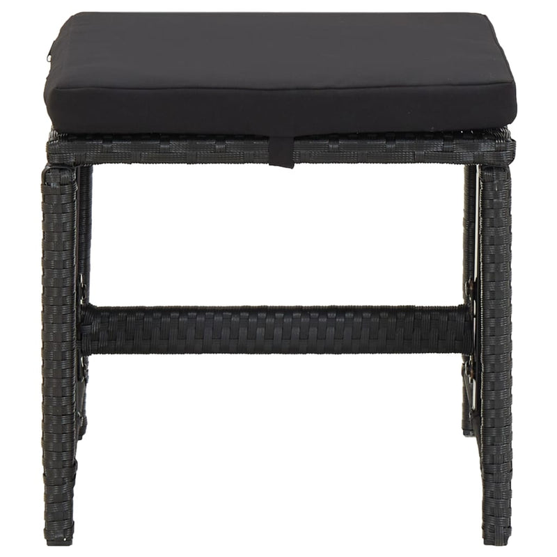 Dealsmate  Garden Stools 4 pcs with Cushions Poly Rattan Black