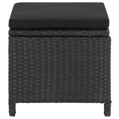 Dealsmate  Garden Stools 4 pcs with Cushions Poly Rattan Black