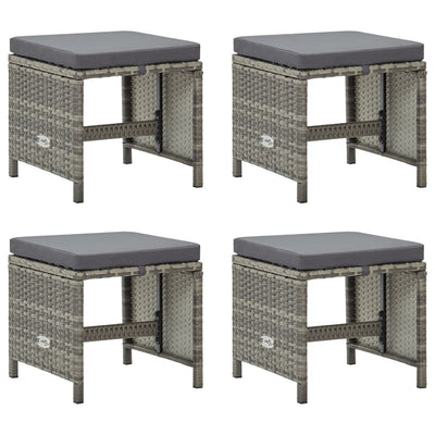 Dealsmate  Garden Stools 4 pcs with Cushions Poly Rattan Grey