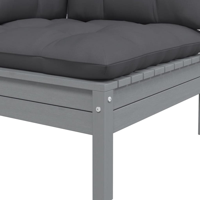 Dealsmate  Garden Corner Sofa with Anthracite Cushions Grey Solid Pinewood