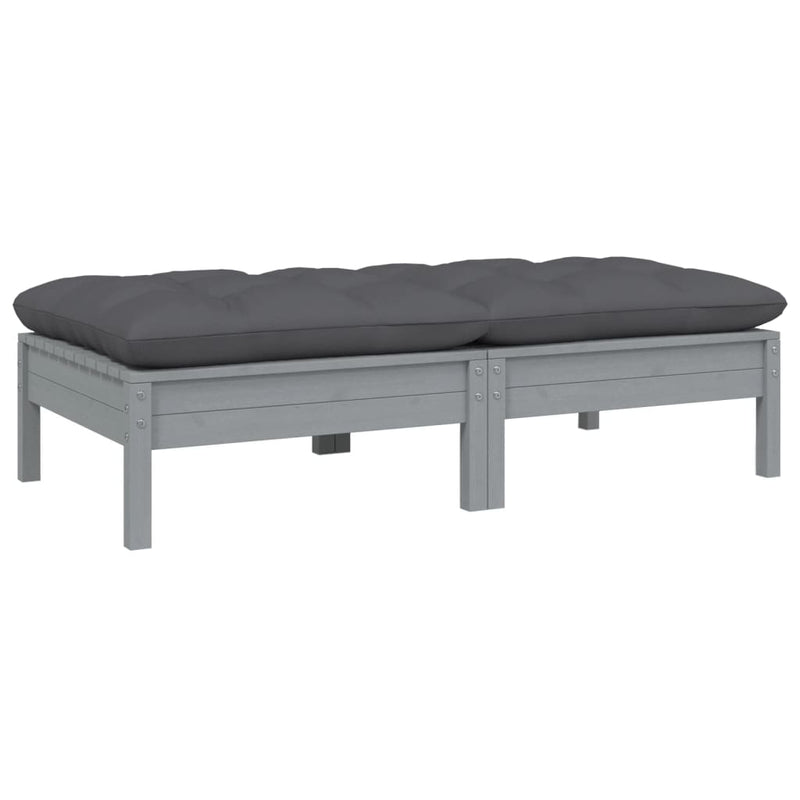 Dealsmate  2-Seater Garden Sofa with Cushions Grey Solid Pinewood