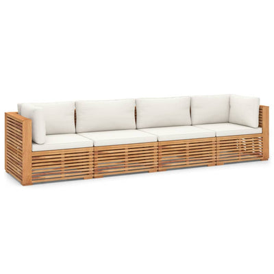 Dealsmate  Garden 4-Seater Sofa with Cushions Solid Teak Wood
