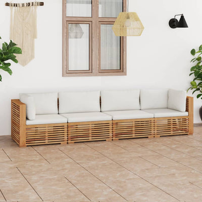 Dealsmate  Garden 4-Seater Sofa with Cushions Solid Teak Wood