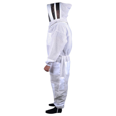 Dealsmate Beekeeping Bee Full Suit 3 Layer Mesh Ultra Cool Ventilated Hoodie Veil Beekeeping Protective Gear Size S