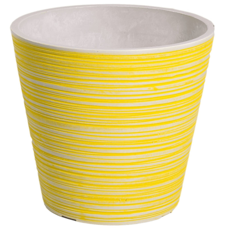 Dealsmate Yellow and White Engraved Pot 17cm