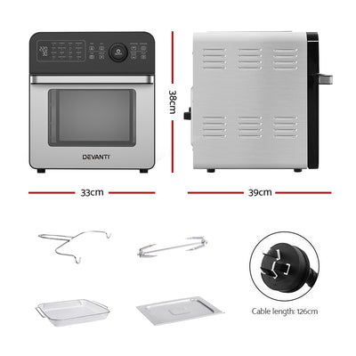Dealsmate Devanti Air Fryer 18L Fryers Oil Free Oven Airfryer Kitchen Cooker Accessories