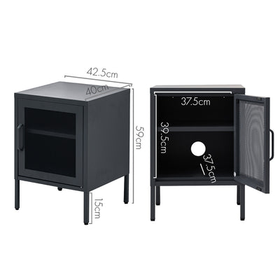 Dealsmate In Mini Mesh Door Storage Cabinet Organizer Bedside Table Black