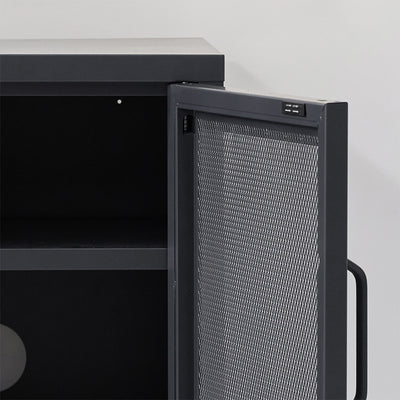 Dealsmate In Mini Mesh Door Storage Cabinet Organizer Bedside Table Black