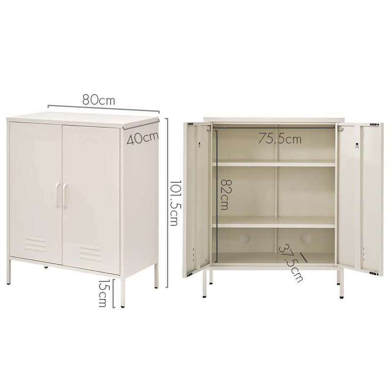 Dealsmate In Sweetheart Metal Locker Storage Shelf Shoe Cabinet Buffet Sideboard White
