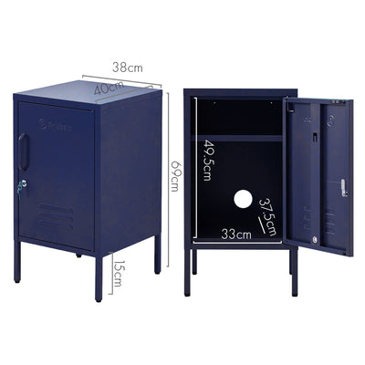 Dealsmate In Metal Locker Storage Shelf Filing Cabinet Cupboard Bedside Table Blue