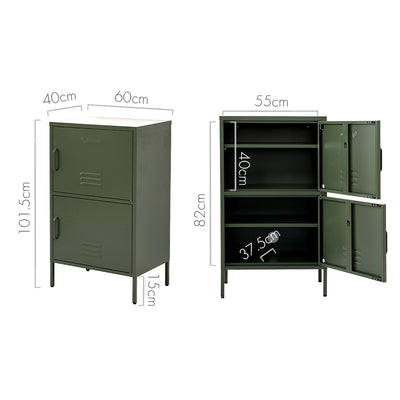 Dealsmate In Buffet Sideboard Metal Cabinet - DOUBLE Green