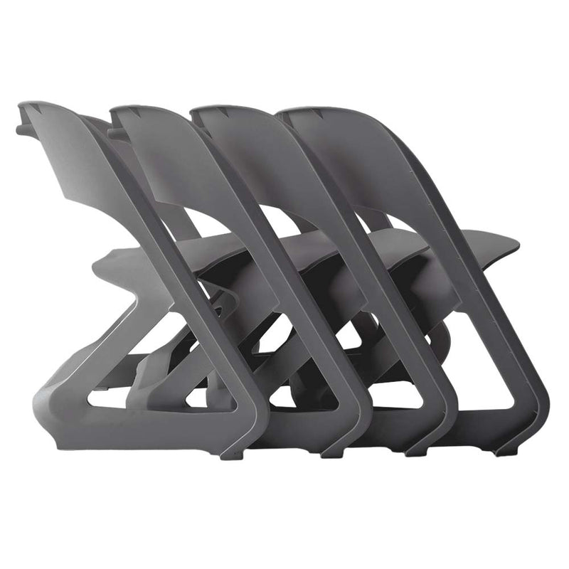 Dealsmate In Set of 4 Dining Chairs Office Cafe Lounge Seat Stackable Plastic Leisure Chairs Grey