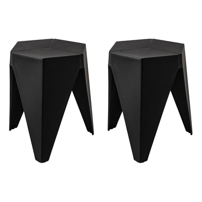 Dealsmate In Set of 2 Puzzle Stool Plastic Stacking Bar Stools Dining Chairs Kitchen Black