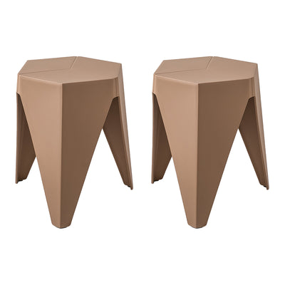 Dealsmate In Set of 2 Puzzle Stool Plastic Stacking Bar Stools Dining Chairs Kitchen Brown
