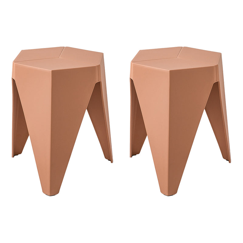 Dealsmate In Set of 2 Puzzle Stool Plastic Stacking Bar Stools Dining Chairs Kitchen Pink