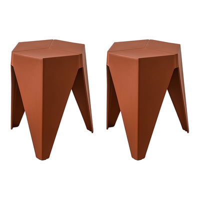 Dealsmate In Set of 2 Puzzle Stool Plastic Stacking Bar Stools Dining Chairs Kitchen Red