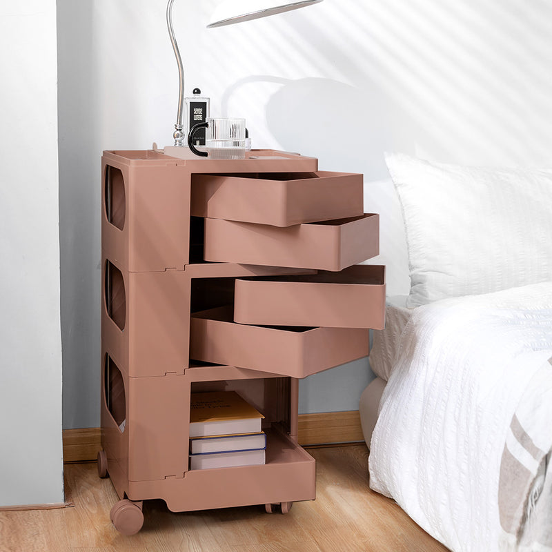 Dealsmate In Bedside Table Side Tables Nightstand Organizer Replica Boby Trolley 5Tier Pink