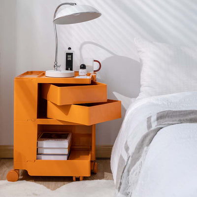 Dealsmate In Bedside Table Side Tables Nightstand Organizer Replica Boby Trolley 3Tier Orange
