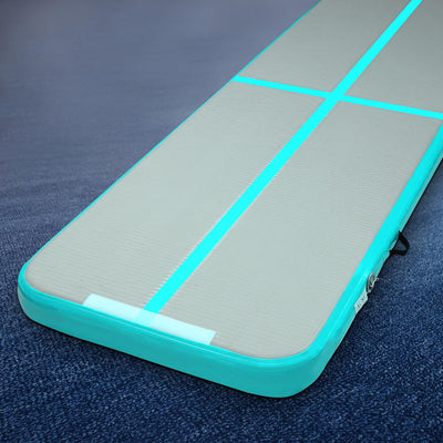 Dealsmate  3m x 1m Air Track Mat Gymnastic Tumbling Mint Green and Grey