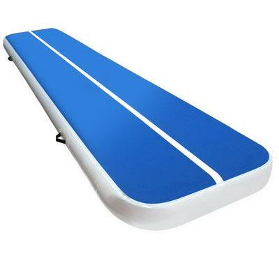 Dealsmate 4m x 1m Inflatable Air Track Mat 20cm Thick Gymnastic Tumbling Blue And White