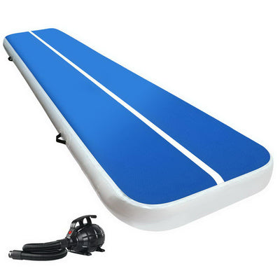 Dealsmate  4X1M Inflatable Air Track Mat 20CM Thick with Pump Tumbling Gymnastics Blue