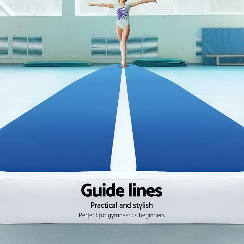 Dealsmate 6m x 1m Inflatable Air Track Mat 20cm Thick Gymnastic Tumbling Blue And White