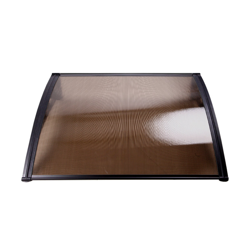Dealsmate Instahut Window Door Awning Canopy 1.5mx3m Brown Sheet Black Plastic Frame