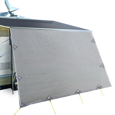 Dealsmate Caravan Privacy Screen Roll Out Awning 4.3X1.95M End Wall Side Sun Shade Grey